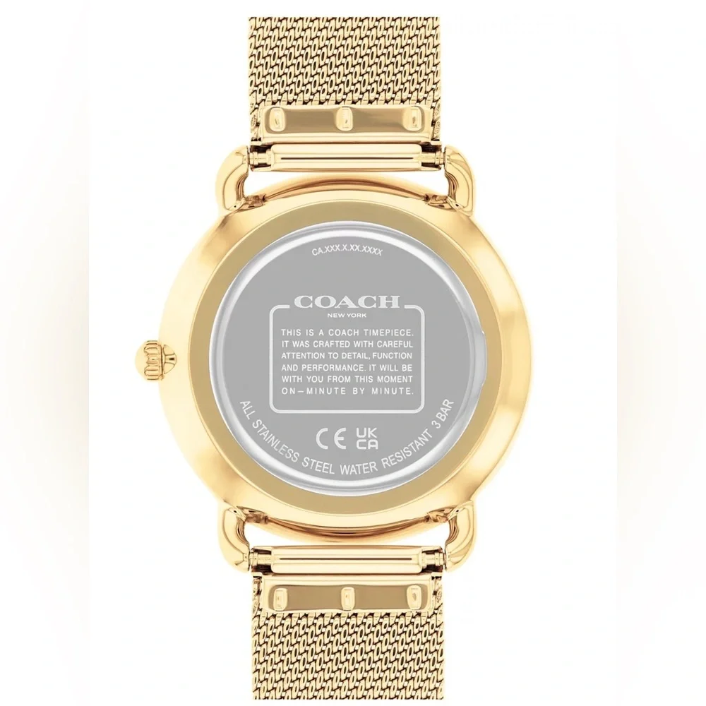 Coach Women's Elliot Gold-Tone Stainless Steel Mesh Bracelet Watch 36mm